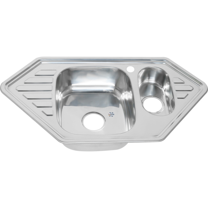 Мойка 950*500*180*0,8мм угловая 1,5-я чаша с сифоном MELANA (7)