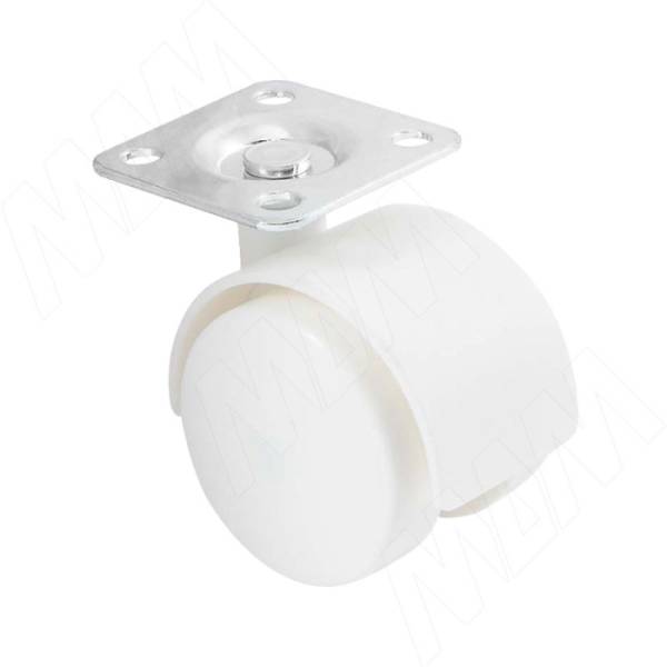 Опора колесная Д=40мм, без тормоза, на площадке, белая PULSE (Китай)