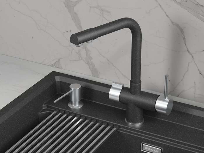 Смеситель для кухни двухрычажный Granula 5008 черный