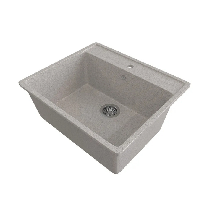 Мойка 555*495 прямоугольная ДЕНЕБ Лунный грунт мат сифон