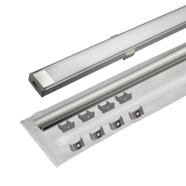 Профиль накладной серебро 16,2*6,2мм  для ленты светодиодной в компл рассеив, заглушки L=2,0м