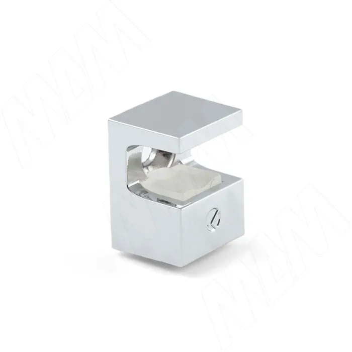 Полкодержатель для стеклянных полок толщиной 5-6 мм, под саморез, хром KRISTAL Италия