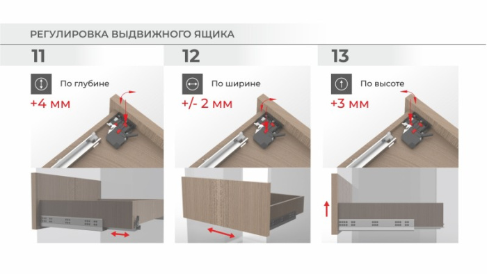 Направляющие скрытый монтаж полного выдвижения 450мм B-SLIDE BOYARD DB9991Zn/450 3D-рег и синхрониз 