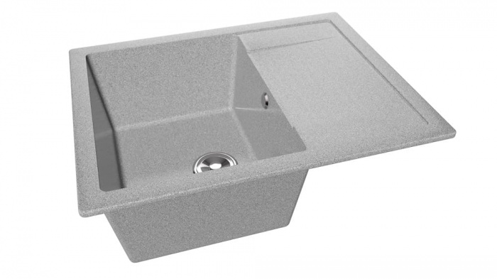 Мойка 640*505 квадратная с крылом АЛЬТАИР Туманный агат глянец сифон в комплекте