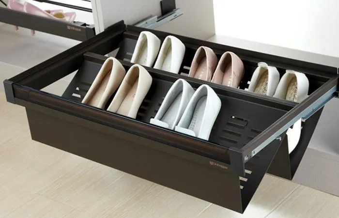 Полка для обуви 564*443*204 со стекл панелью, полн выдв, цвет Naka, Unihopper