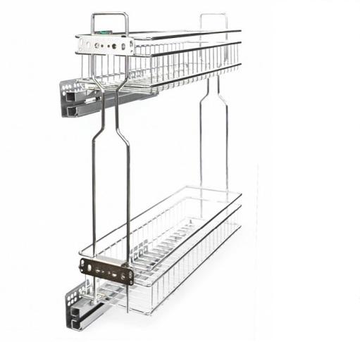 Корзина 200 боков. крепл. 2-х ярусн. напр.скр.монтажа с дов. левая хром  Китай