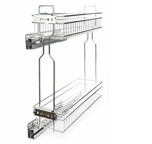 Корзина 200 боков. крепл. 2-х ярусн. напр.скр.монтажа с дов. левая хром  Китай
