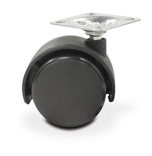 Опора колесная Д=50мм, без тормоза, на площадке, черная JET