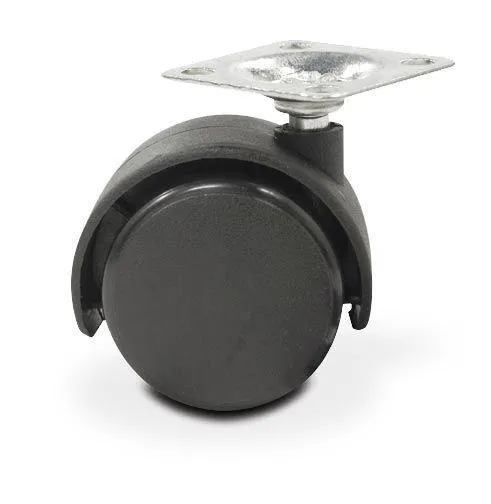 Опора колесная Д=50мм, без тормоза, на площадке, черная JET