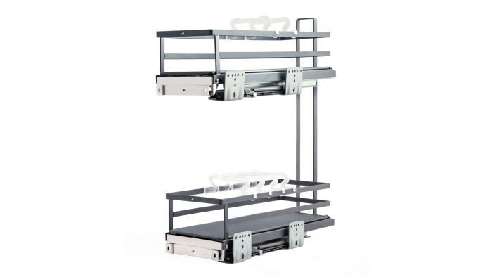 Корзина 200 боков. крепл. 2-х ярусн. напр. скр. монт, правая, графит FLORA