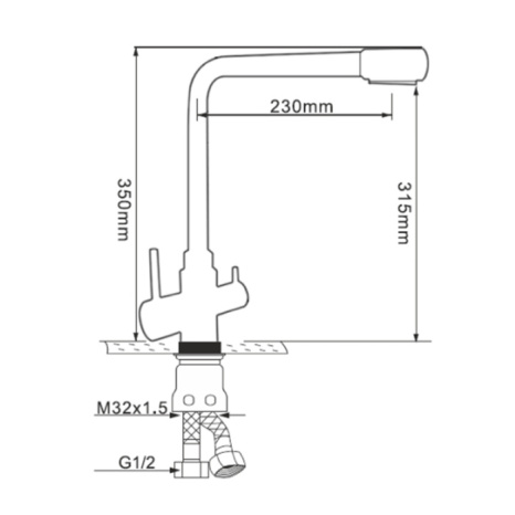 Смеситель Мелана-F9505HB двухрычажный графит МЕЛАНА