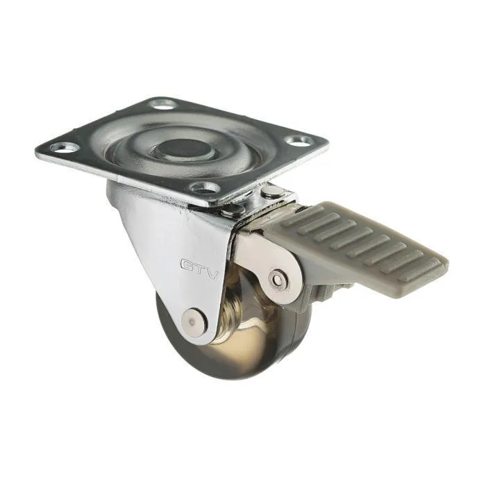 Опора колесная Д=35мм, с тормозом, на площадке, коричневая GTV