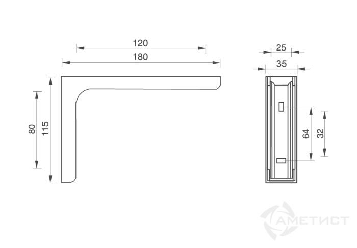 Консоль с накладкой L120мм, белая JET (уп.-200шт)