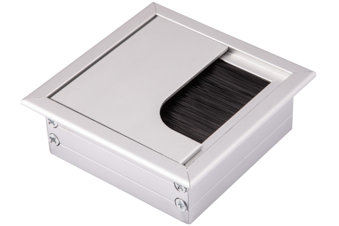 Розетка под кабель + щеточка 80*80 мм, алюминий, пр-во AKS (Китай)