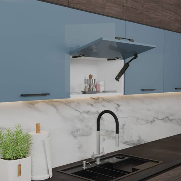 Мех-зм подъема двери 327, высота фасада 240-400мм, нагрузка 2-3 кг.,никель JET