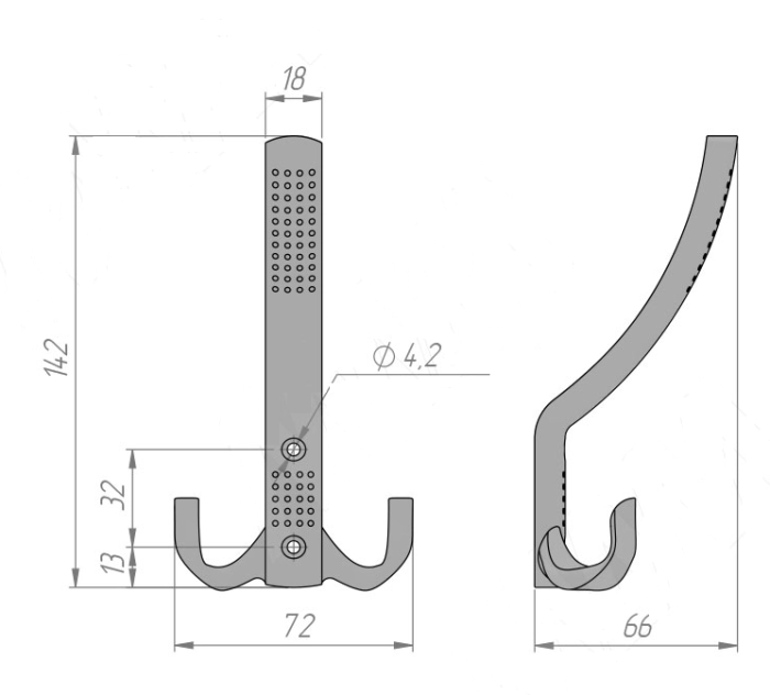 305К BL Крючок черный перфорированный  Китай (30)