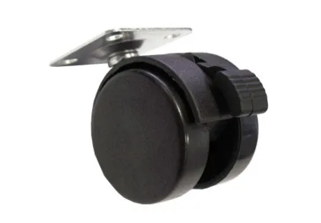 Опора колесная Д=40мм, поворотная, с тормозом, на площадке, черная TWPB-40 Китай