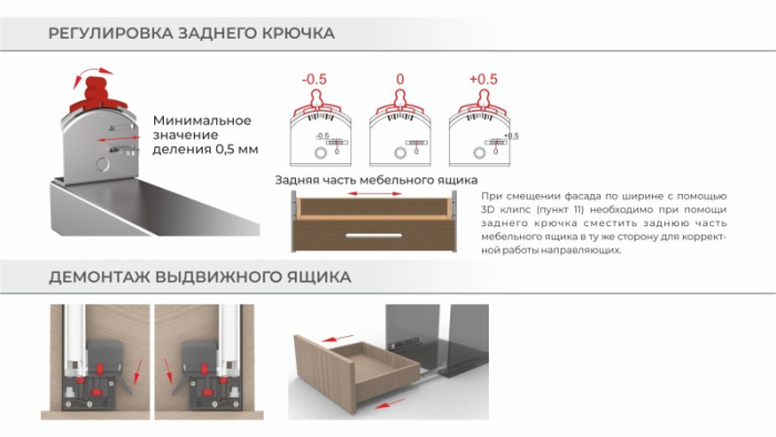 Направляющие скрытый монтаж полного выдвижения 450мм B-SLIDE BOYARD DB9991Zn/450 3D-рег и синхрониз 