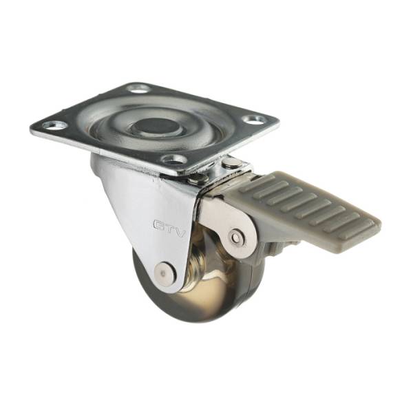 Опора колесная Д=35мм, с тормозом, на площадке, коричневая GTV