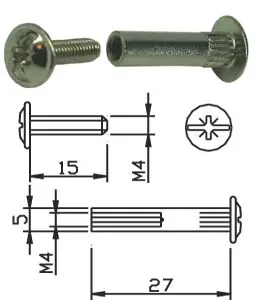 Стяжка межсекционная металлическая 5мм (никель) Китай