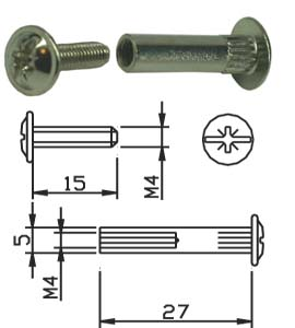 Стяжка межсекционная металлическая 5мм (никель) Китай