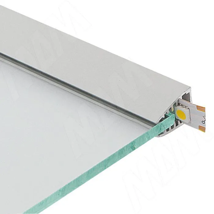 Профиль для подсветки серый для стеклянных полок полок 4-5мм  G1, L-2000