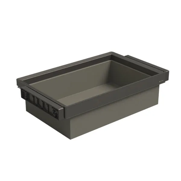 Корзина для белья в базу 600 серая кожа  полн. выдв. с доводчиком clip-on MONIKA Unihopper