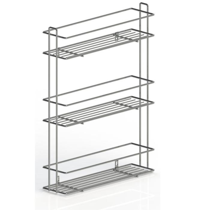 Полка фасадная для специй 3х-ярусная хром 