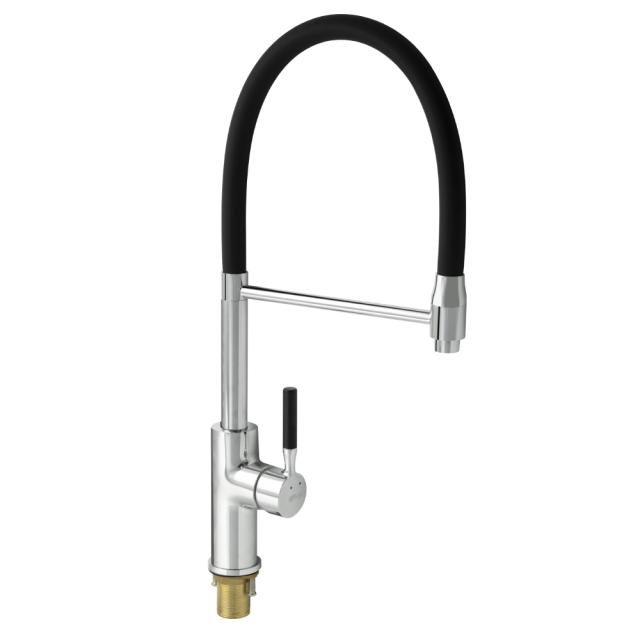 Смеситель для кухни с гибким изливом и фиксирующим держателем GF MARK Черный