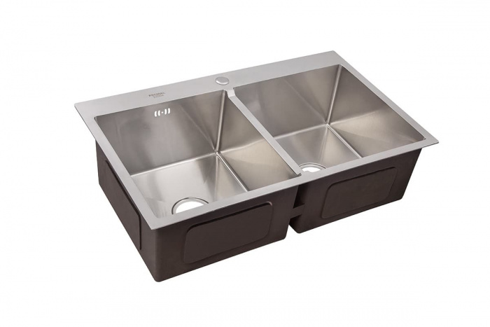 Мойка 830*500*230мм (3мм толщ) 2 чаши Сатин Браш ПРЕМИАЛ