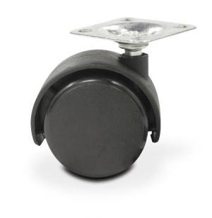 Опора колесная Д=40мм, без тормоза, на площадке, черная JET