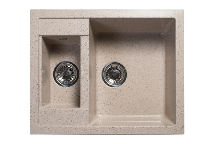 Мойка 610*500 прямоугольная двухчашевая 07 Шампань