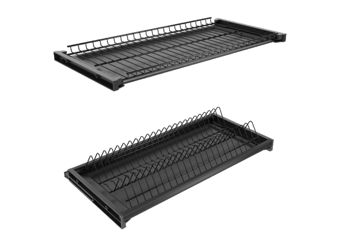 Посудосушитель 2-ур. база 900 мм, с рамкой черный 2 поддона