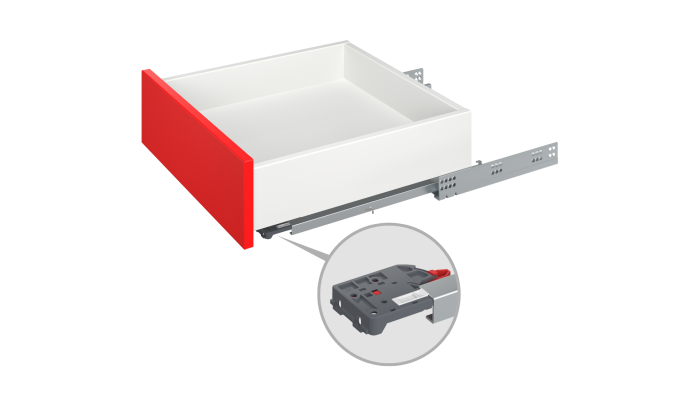 Направляющие скрытый монтаж неполного выдвижения push-open 450мм В-Slide BOYARD DB8786Zn/450