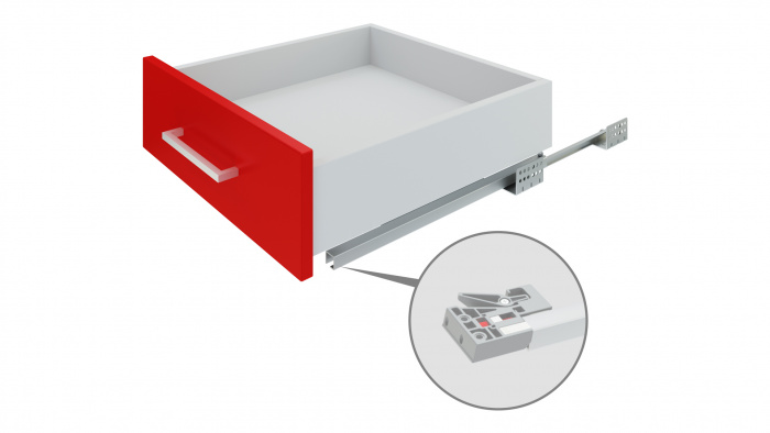 Шариковые направляющие скрытый монтаж, неполного выдвижения 400мм с доводчиком BOYARD DB7772Zn/400
