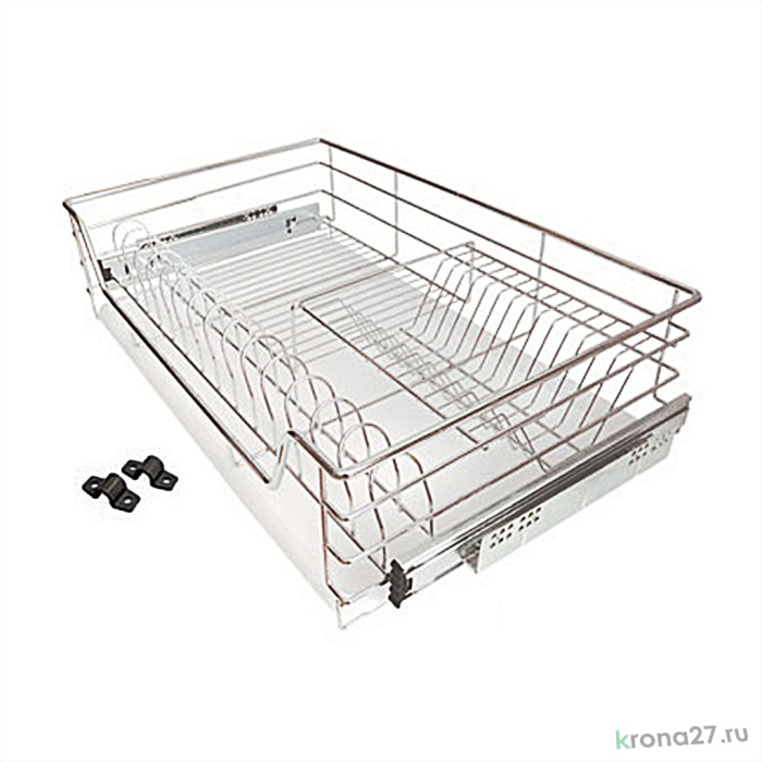 Корзина 600 1-ур с бок кр. с дов.Soft Close с поддоном, хром Китай