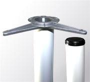 Опора 710мм,D=50мм белая усовое крепление, пр-во Китай