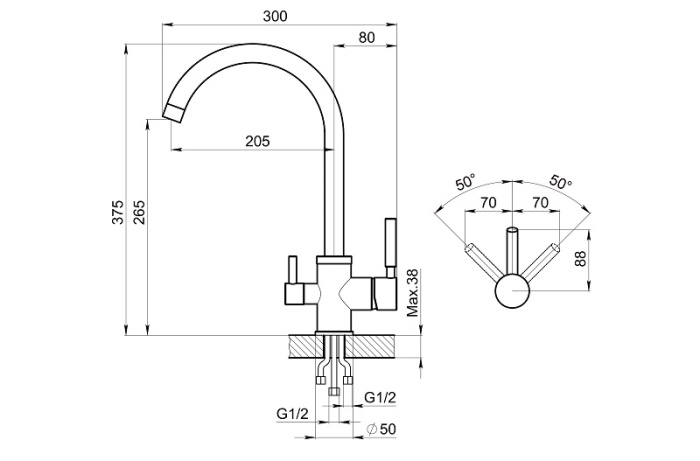 Смеситель для кухни Granula 2168 песок