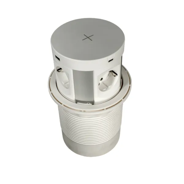 Розетка выдвижная вертикальная (4х EURO) белая 2м кабель