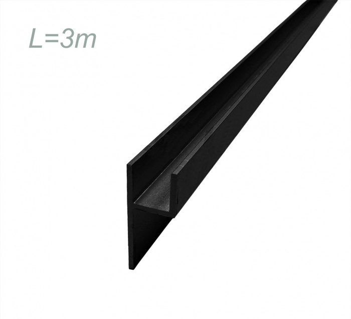 Плинтус-Планка Черная(алюминий) 3 метра