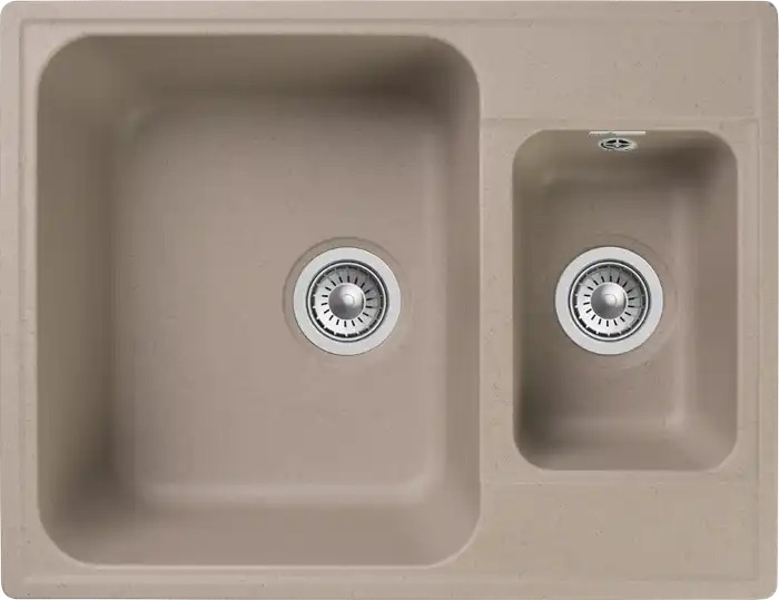 Мойка 620*480 прямоугольная двухчашевая Гранфест Кварц песочный 09