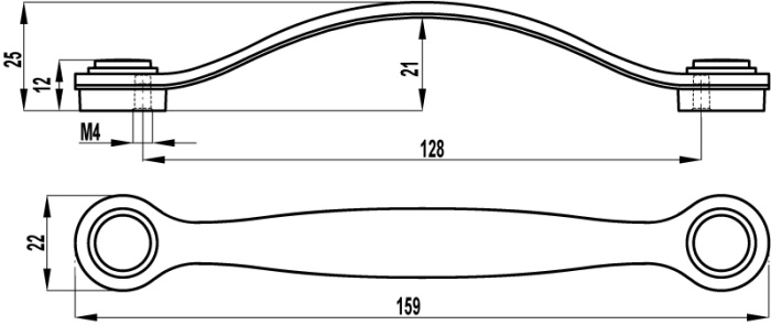 Ручка-скоба FS208.128  Черный Матовый №09 Sagittario