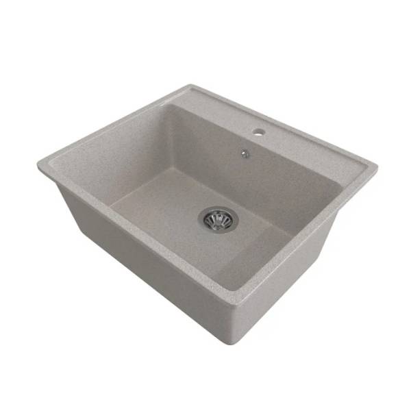 Мойка 555*495 прямоугольная ДЕНЕБ Лунный грунт мат сифон