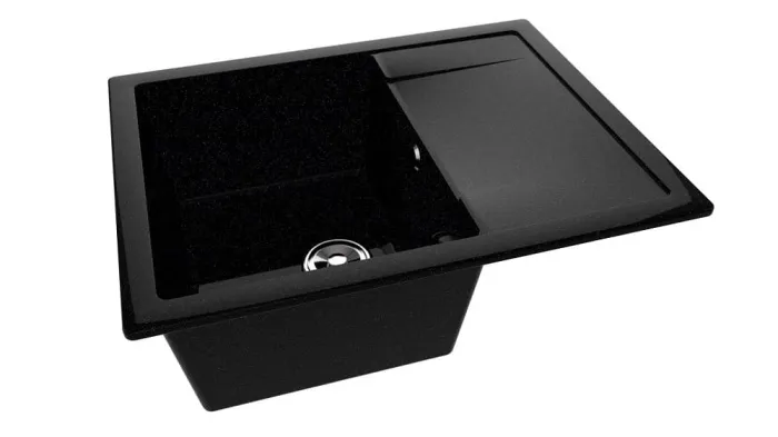 Мойка 645*505 квадратная с крылом АЛЬТАИР Звездная ночь глянец сифон в комплекте