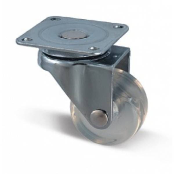 Опора колесная Д=35мм, без тормоза, на площадке, прозрачная GTV