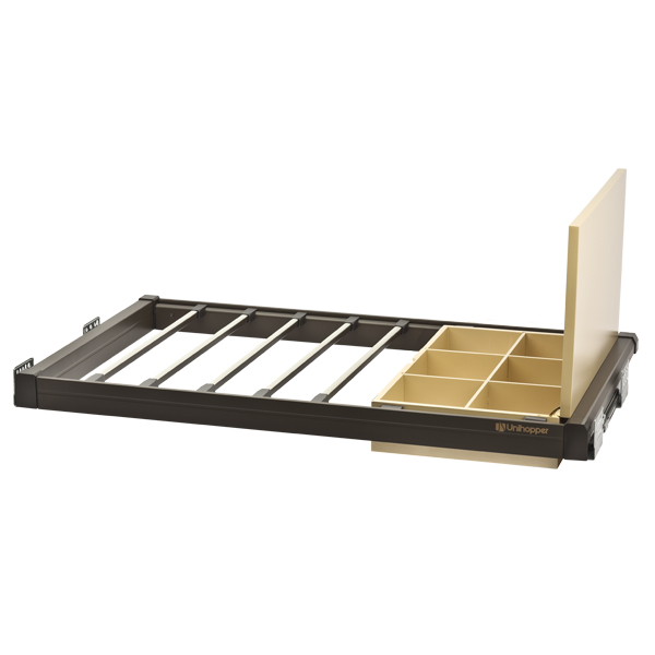 Вешалка для брюк 900мм с дерев. отделением полного выдвижения ,цвет Мокка, Unihopper