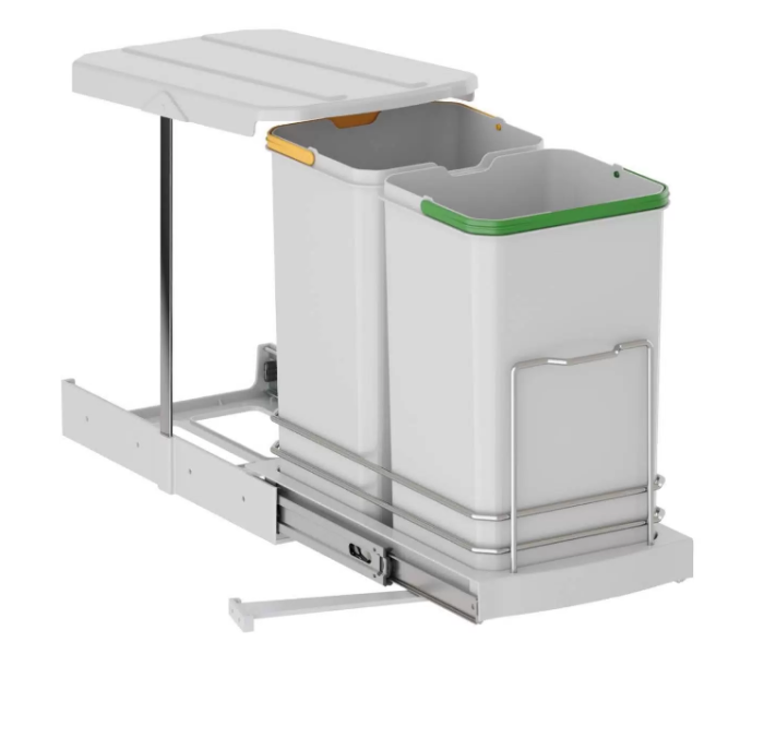 Ведро для мусора 400 мм,12+12л пластик, серый Starax