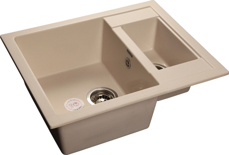 Мойка 610*500 двухчашевая Гранфест QUADRO белый 610К