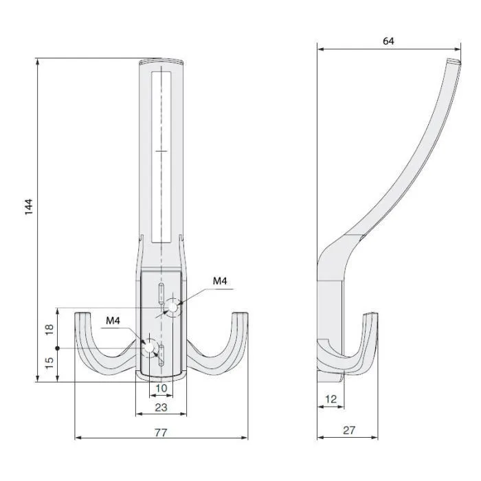 397BL Крючок мебельный трехрожковый, черный JET(25)