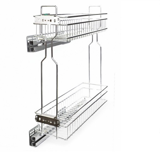 Корзина 200 боков. крепл. 2-х ярусн. напр.скр.монтажа с дов. левая хром  Китай
